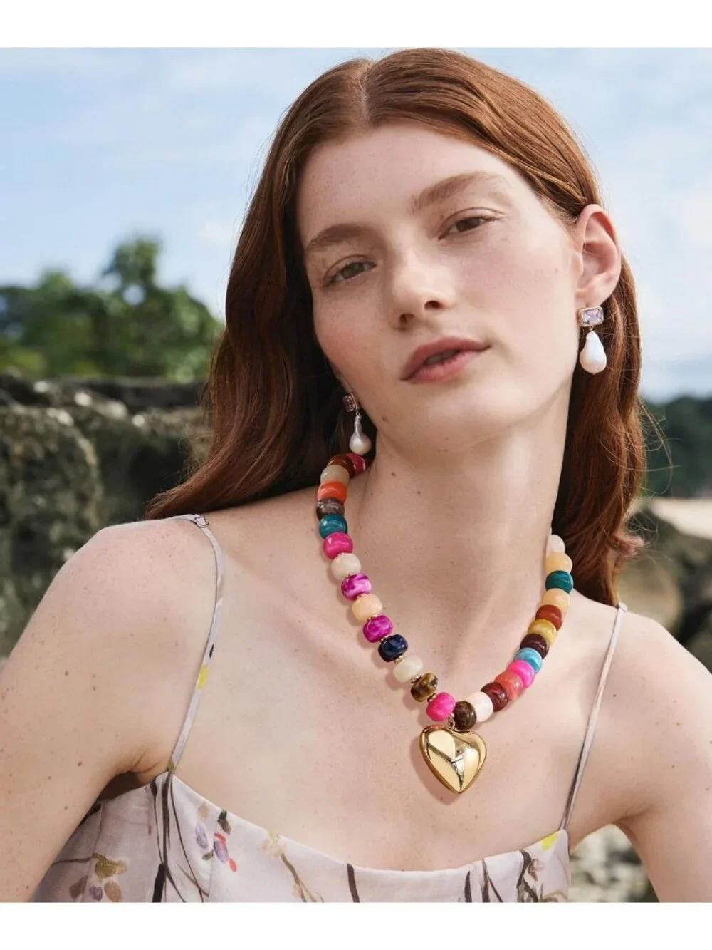 Colorful Chunky Heart Necklace for Women | Resin Beaded Choker | Trendy Acrylic